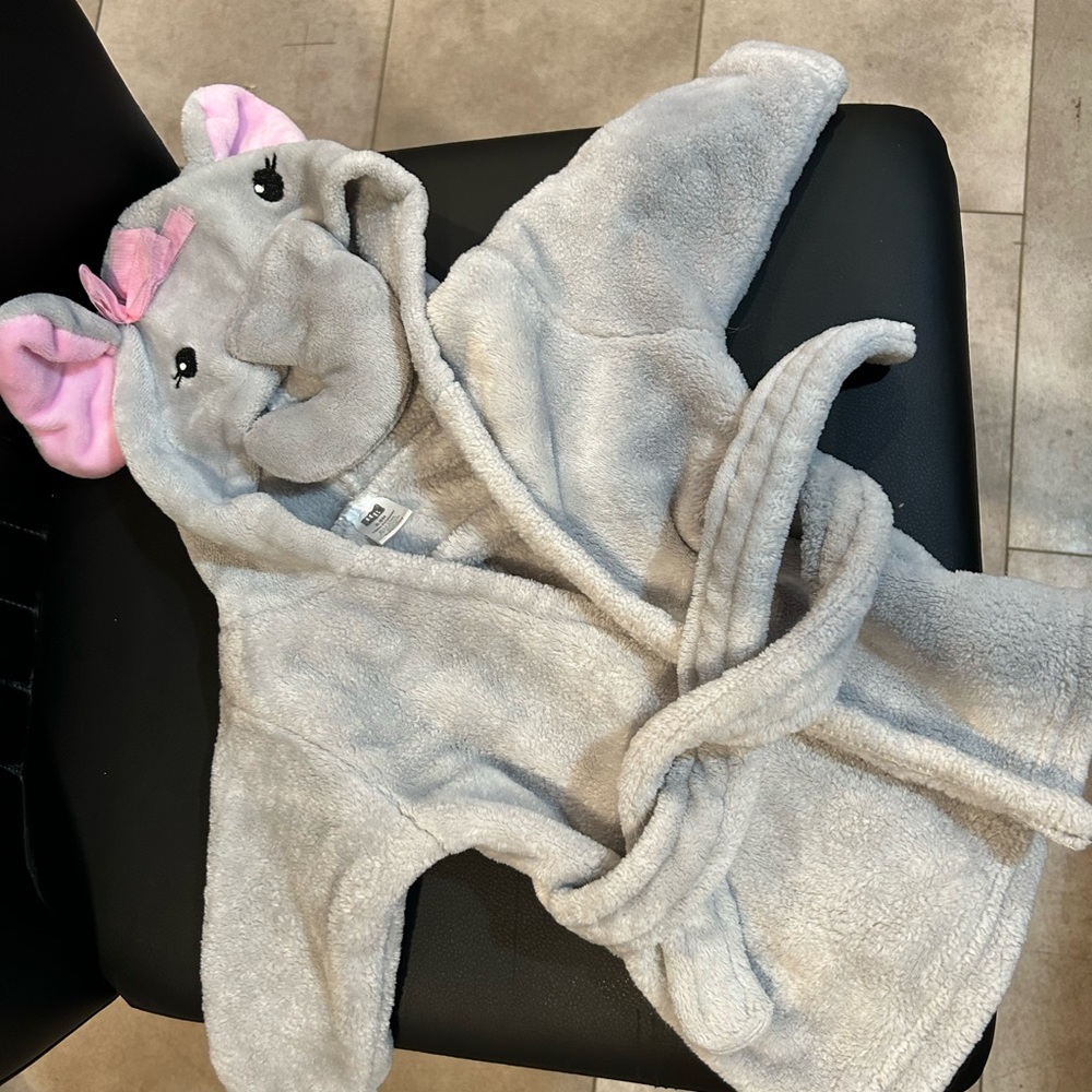 Adorable Gray Elephant Hooded Robe
